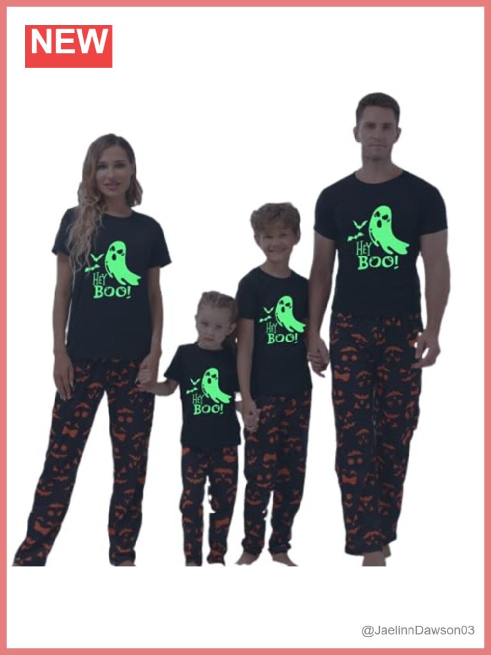 Halloween Family Matching Pajama Set Glow in Dark Ghost Print Loungewear